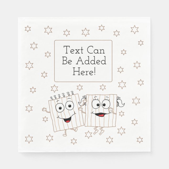 Passover White Standard Napkins Matzah Lycklig Pappersservett (Framsidan)