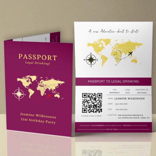 Passport 21st Birthday Legal Drinking party Meddelande (Skapare uppladdad)