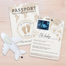 Passport Baby Shower-inbjudan - resetema