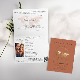 Passport Boho Arch Terracotta Destination Wedding Inbjudan
