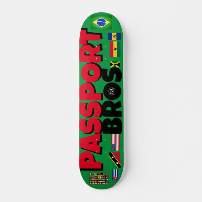 PASSPORT BROS  7 3/4" Skateboarddäck Mini Skateboard Bräda 18,5 Cm (Framsida)