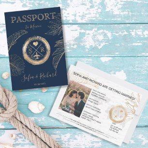 Passport Destination Wedding Handflatan Flygplan M Inbjudningar