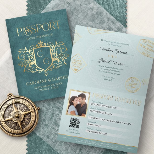 Passport Destination Wedding Invitation Inbjudan (Skapare uppladdad)
