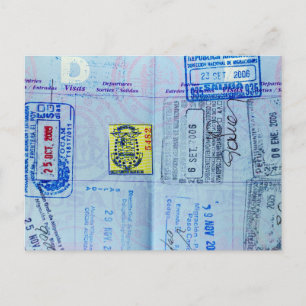 Passport Frimärke Closeup Vykort
