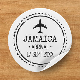 Passport Frimärke Jamaica Destination Wedding Runt Klistermärke