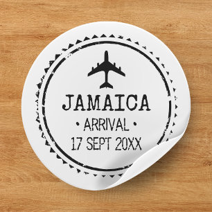 Passport Frimärke Jamaica Destination Wedding Runt Klistermärke