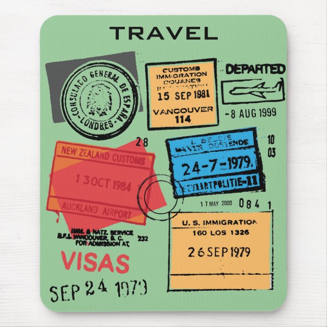 Passport Frimärke Mousepad Musmatta (Framsidan)