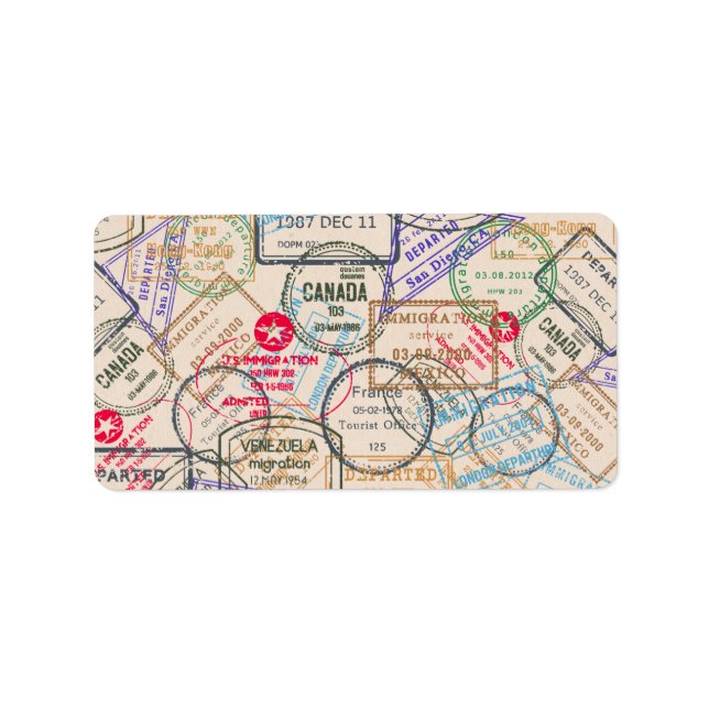 Passport Frimärke Travel Adressetikett (Framsidan)