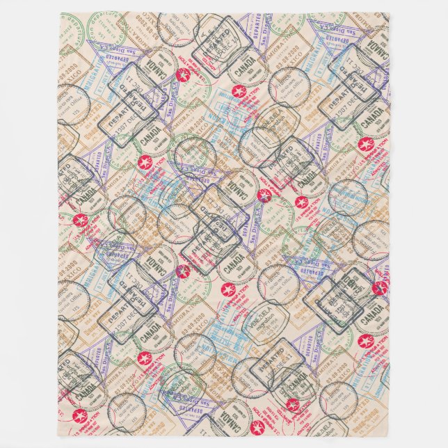 Passport Frimärke Travel Fleecefilt (Framsidan)