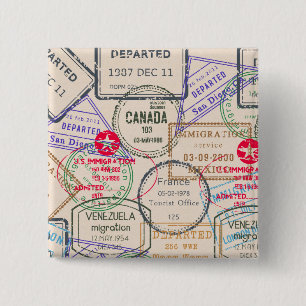 Passport Frimärke Travel Knapp