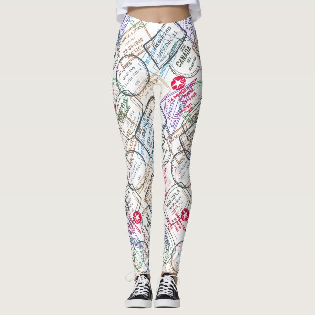 Passport Frimärke Travel Leggings (Framsida)