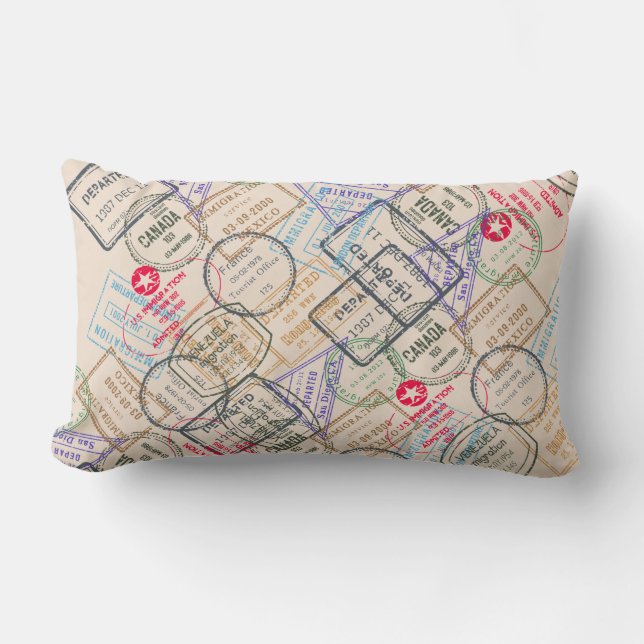 Passport Frimärke Travel Lumbarkudde (Framsida)