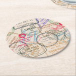 Passport Frimärke Travel Underlägg Papper Rund<br><div class="desc">Passprodukter från Ricaso som färdas via frimärke</div>