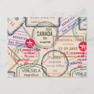 Passport Frimärke Travel Vykort