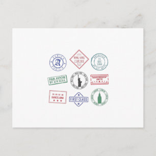 Passport Frimärke Vykort