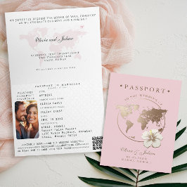 Passport Hibiscus Tropical Destination Wedding Inbjudan