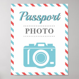 Passport Photo Booth Airline Travel Party Blue Red Poster