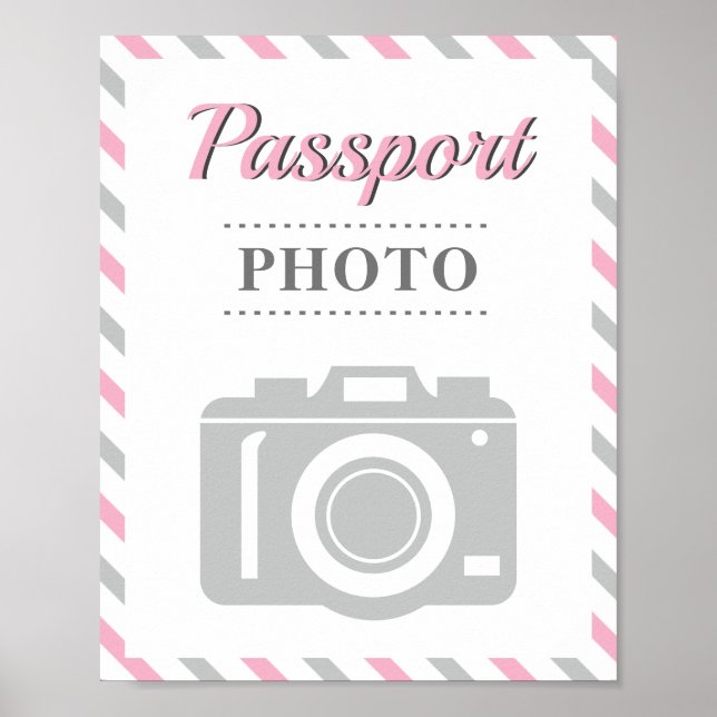 Passport Photo Booth Airplane Travel Party Tema Poster (Framsidan)