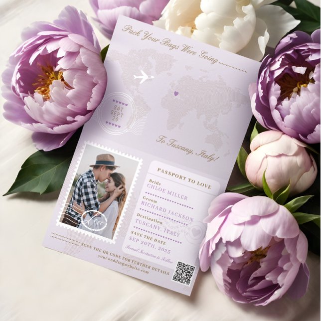 Passport Stil sparar datumdestinationsbröllop Meddelande (Passport Style Save The Date Destination Wedding Announcement)