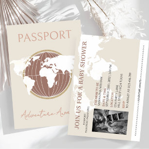 Passport-Thame Travel Baby Shower-inbjudan Inbjudningar