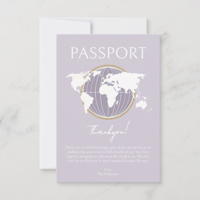 Passport Travel Baby Shower - tackkort Tack Kort (Framsida)