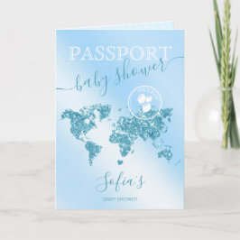 Passport Travel Boy Baby Shower Äventyr Begins Inbjudan