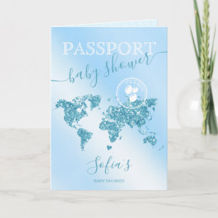 Passport Travel Boy Baby Shower Äventyr Begins Inbjudan