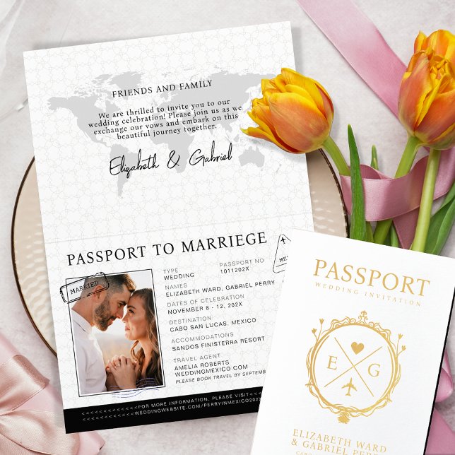 Passport Travel Destination Wedding Folierat Kort (Skapare uppladdad)