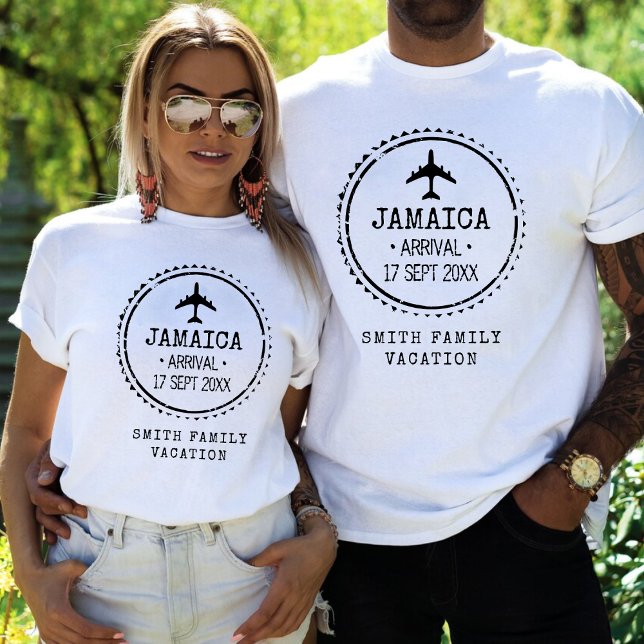 Passutfyllnad Jamaica Familjesemester T Shirt (Passport Stamp Jamaica Family Vacation T-Shirt
)