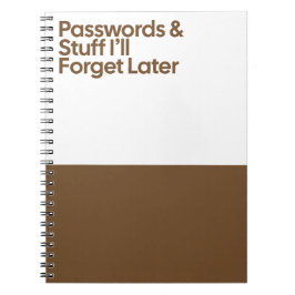 Passwords Funny Memory Notebook Anteckningsbok