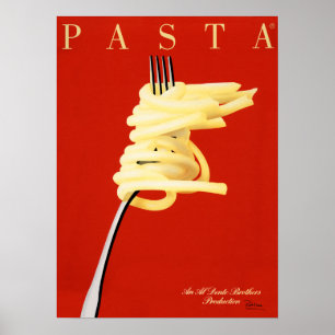 PASTA AL DENTE Razzia Italiana Food noodle Art Dec Poster