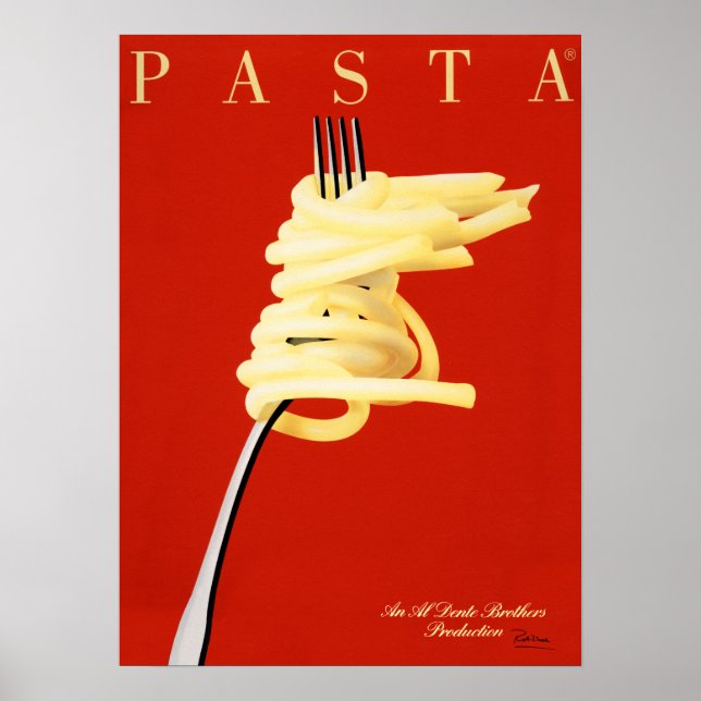 PASTA AL DENTE Razzia Italiana Food noodle Art Dec Poster (Framsidan)
