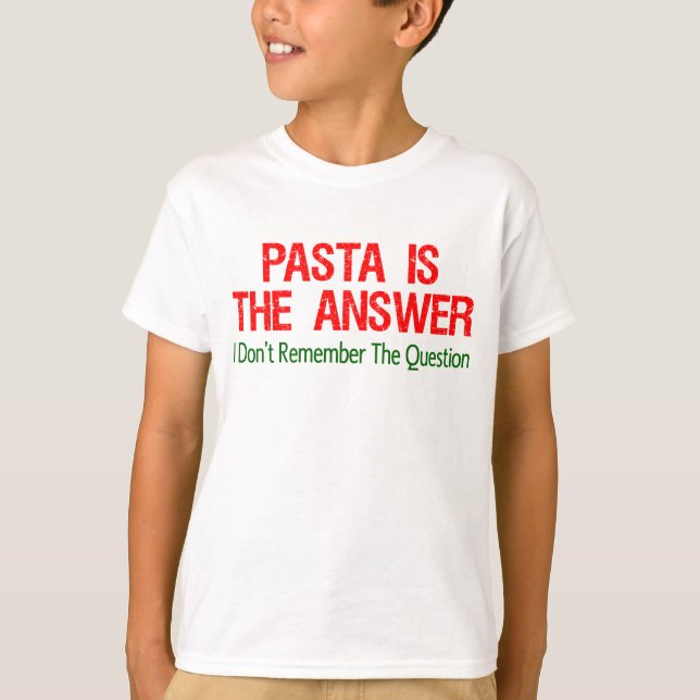 Pasta är svaret t-shirt (Framsida)
