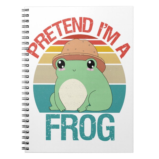 Påstå att jag är en Frog Funny Kawaii Sunset Vinta Anteckningsbok (Framsidan)