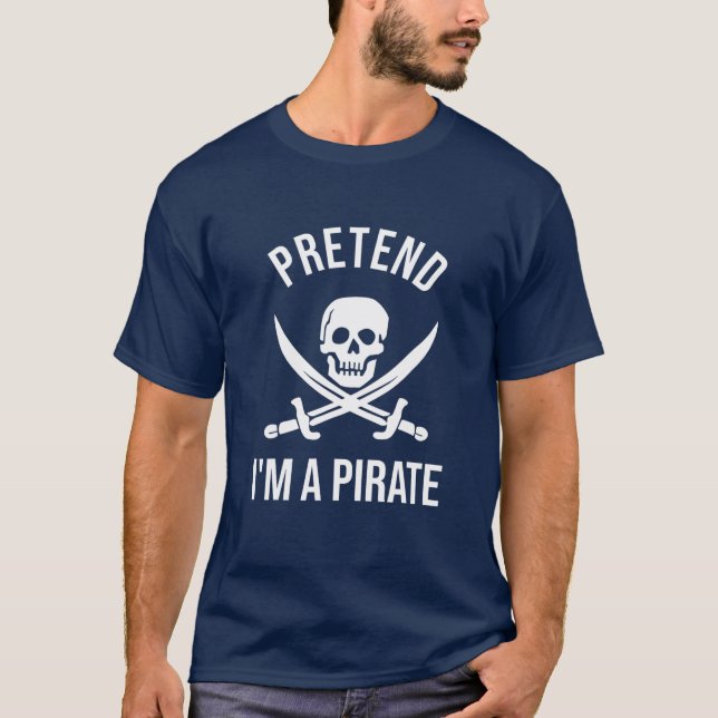 Påstå att jag är en Pirat Funny Skull Halloween Co T Shirt (Framsida)