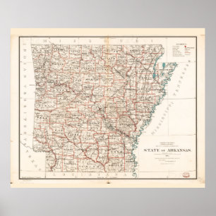 Påstå av den Arkansas kartan (1886) Poster