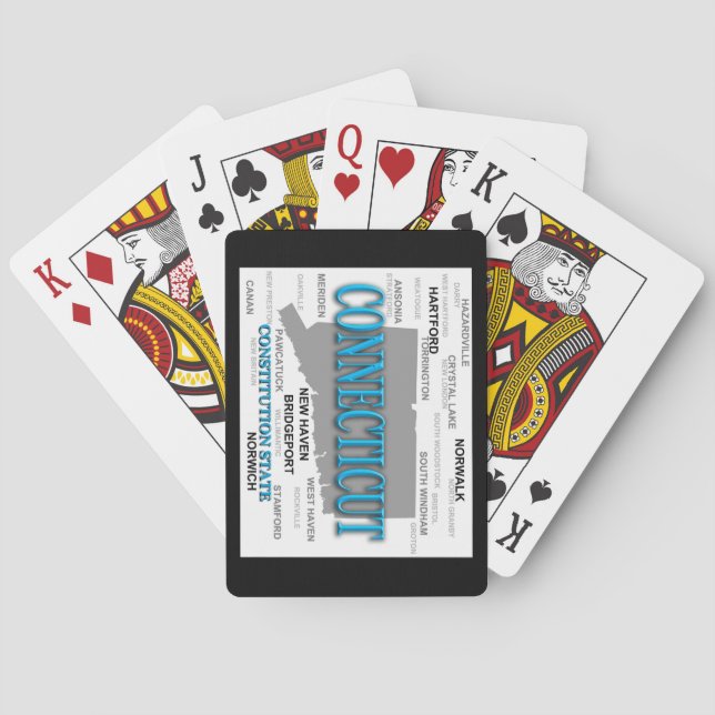 Påstå av den Connecticut kartan, Hartford, New Spelkort (Baksidan)