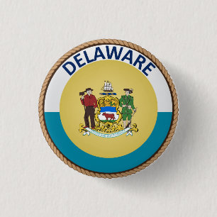 Påstå av den Delaware flagga förseglar knäppas Knapp