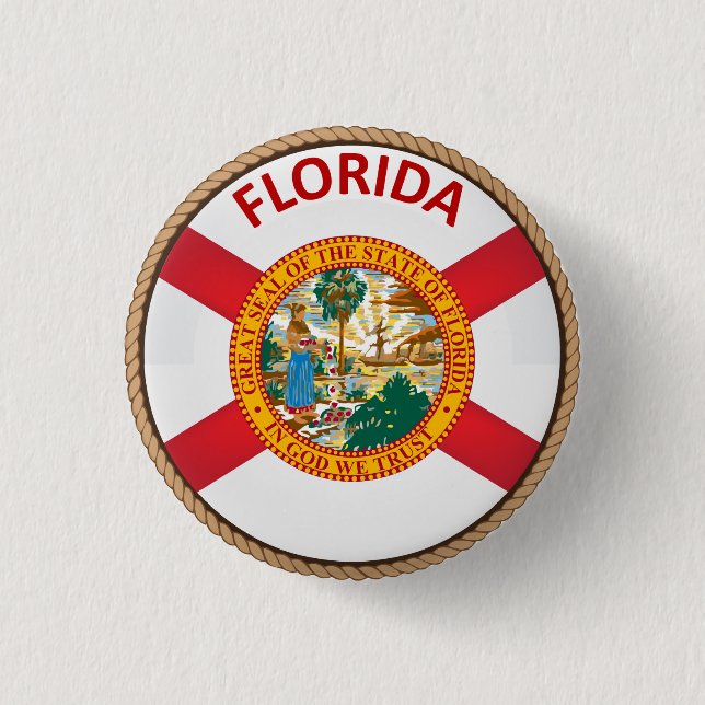 Påstå av den Florida flagga förseglar knäppas Knapp (Framsida)