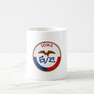 Påstå av den Iowa flagga förseglar Kaffemugg