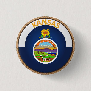 Påstå av den Kansas flagga förseglar knäppas Knapp