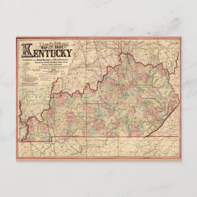 Påstå av den Kentucky kartan av James Lloyd (1862) Vykort (Framsida)
