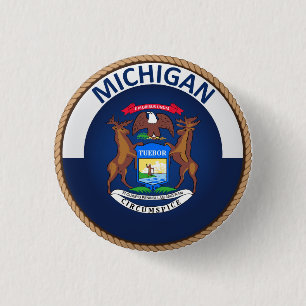 Påstå av den Michigan flagga förseglar knäppas Knapp