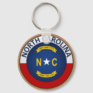 Påstå av den North Carolina flagga förseglar Nyckelring