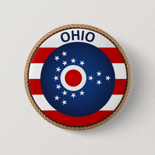 Påstå av den Ohio flagga förseglar knäppas Knapp (Framsida)