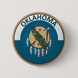 Påstå av den Oklahoma flagga förseglar knäppas Knapp