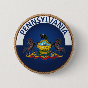 Påstå av den Pennsylvania flagga förseglar knä Knapp