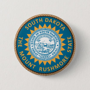 Påstå av den South Dakota flagga förseglar knäppas Knapp