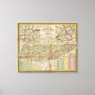 Påstå av den Tennessee kartan (1851) Canvastryck