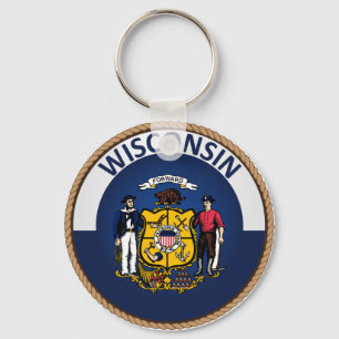 Påstå av den Wisconsin flagga förseglar Nyckelring